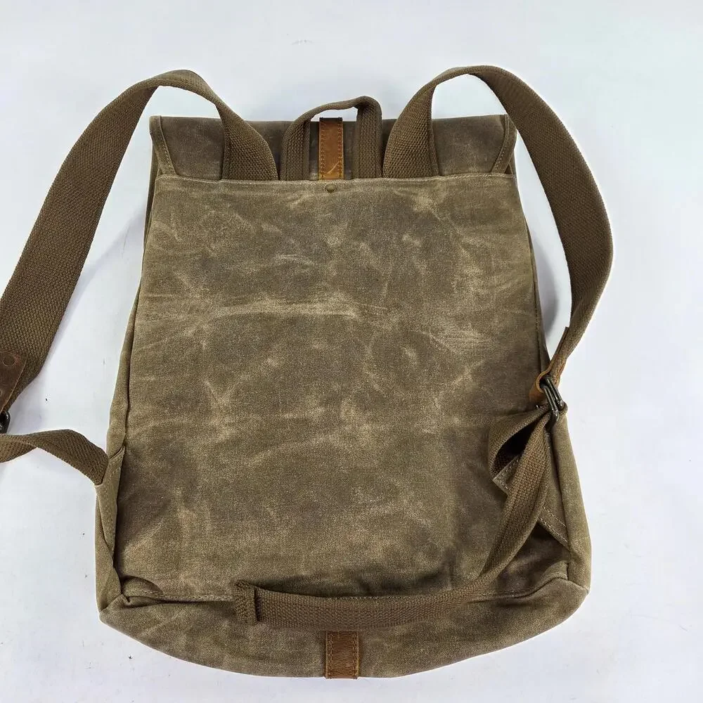 Solstice Oil Waxed Canvas Backpack Rucksack Brown Travel Outdoor Backpacks Bag - Picture 2 of 14
